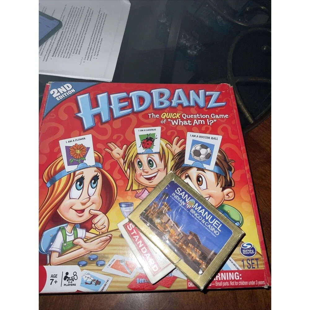 HEADBANZ Game for Kids - All Pieces EUC, Plus Two Playing Cards New